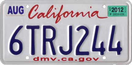 california license plate dimensions