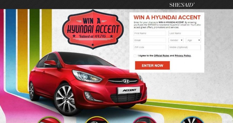Win a New Car in SHESAID’s Hyundai Accent Sweepstakes