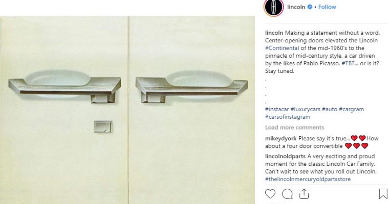 Lincoln Teases Coach Door Continental on Instagram