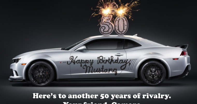 Camaro Sends Birthday Wish to Mustang