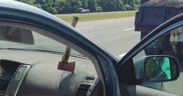 Flying Hatchet Smashes Windshield, Teaches Invaluable Lesson