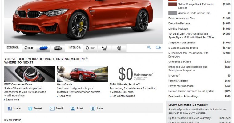 2015 BMW M4 Coupe Configurator Hits the Web