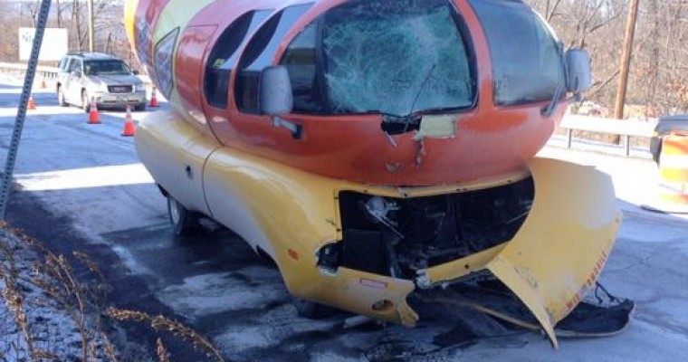 Oscar Mayer Wienermobile Hits Pole, Suffers Bun Damage