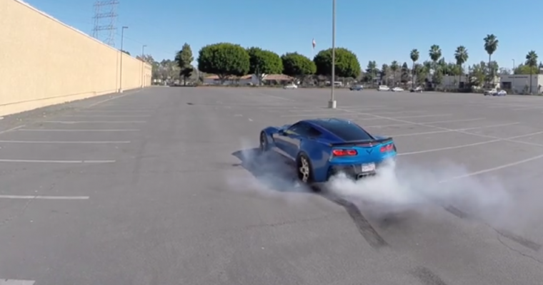 Flying Drone Camera Captures Winged C7 Corvette