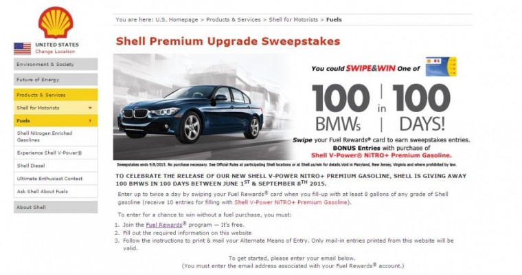 Join Shell Rewards and Enter the 2016 BMW 320i 3 Series Sweepstakes!