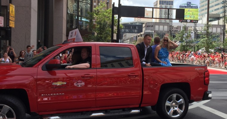 Mike Trout, Clayton Kershaw, Guy in a Bear Costume Parade Through Cincinnati