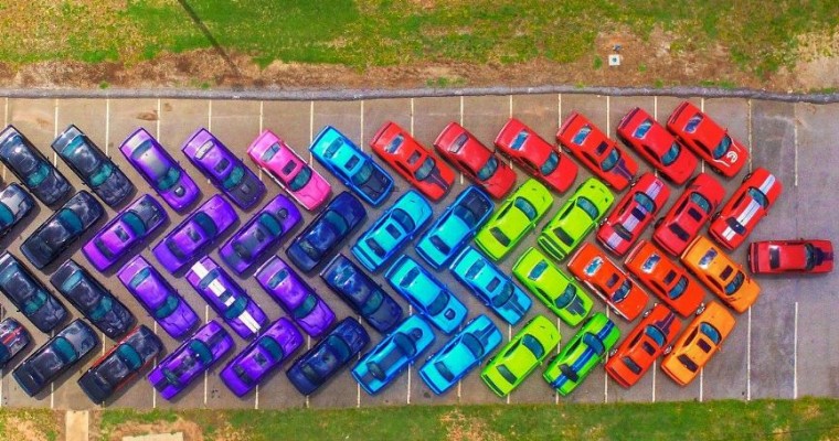 Georgian Car Club Creates the Rainbow with 76 Dodge Challengers