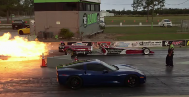 Jay Leno Races C6 Corvette, Gets Blown Away By Jet Dragster