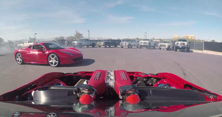 Ferrari-Powered Toyota 86 Does Donuts Around Ferrari 458