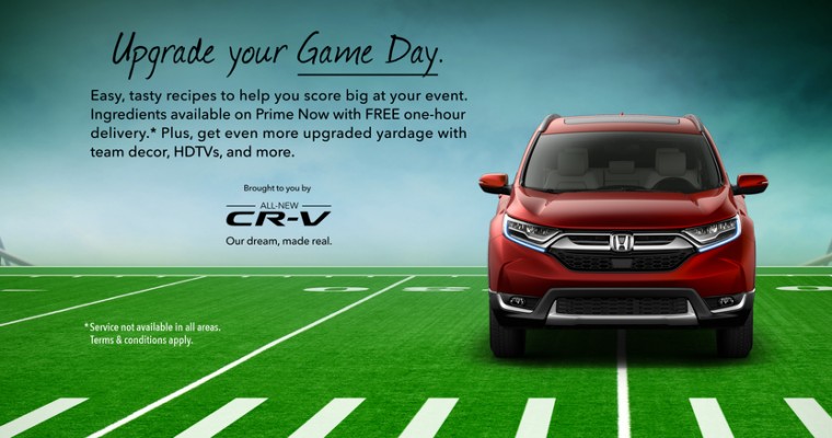 Honda Teams With Amazon Prime Now to Provide Free One-Hour Delivery of Super Bowl Snack Ingredients