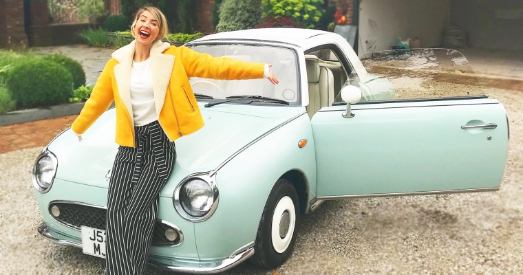 YouTuber Alfie Deyes Surprises Zoella with a Pastel Nissan Figaro for Their Five-Year Anniversary