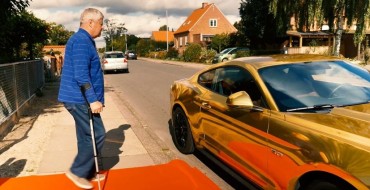 Ford of Denmark Provides Rides in a Golden Mustang for Elderly Relatives of Employees