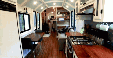 Couple Renovates Old School Bus into Tiny House on Wheels