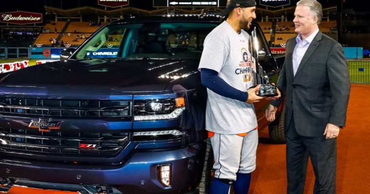 2017 World Series MVP George Springer Receives 2018 Chevrolet Silverado Centennial Edition