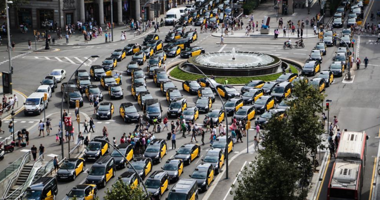 Taxi Strike Against Uber Fills Streets Across Spain With Stationary Cabs