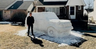 Ford Employee Built a Bronco Sculpture Out of Snow