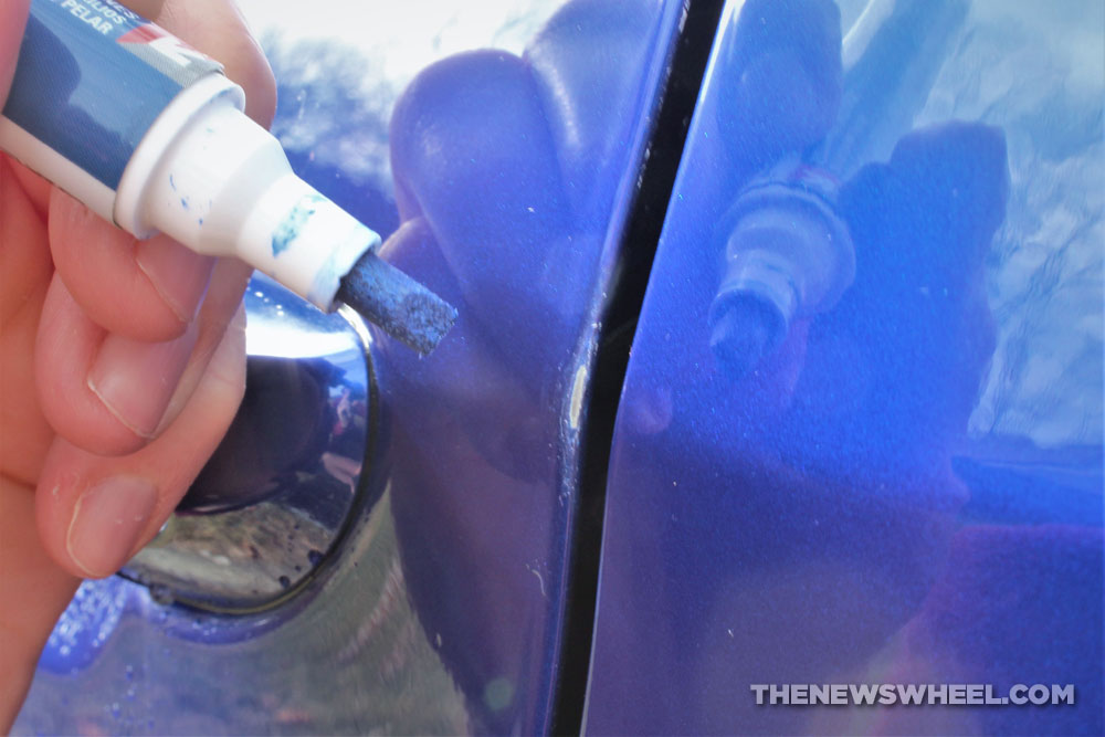 DIY fix of car paint chip scratch with a pen