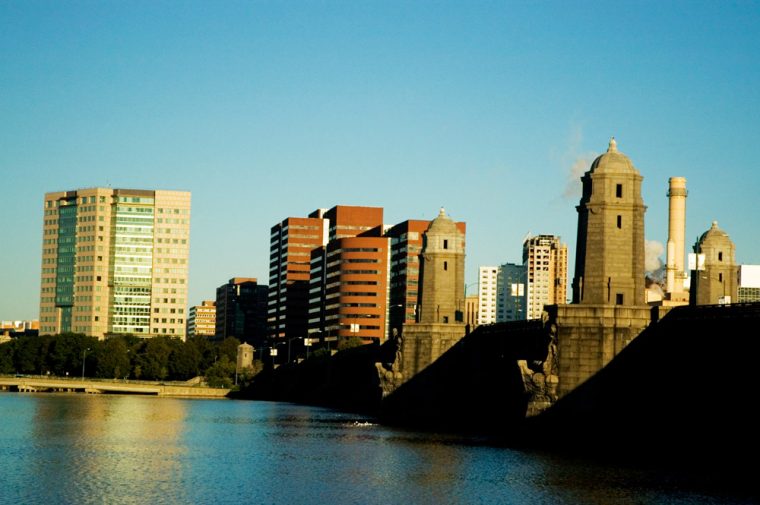 view of Boston, Massachusetts, from the water