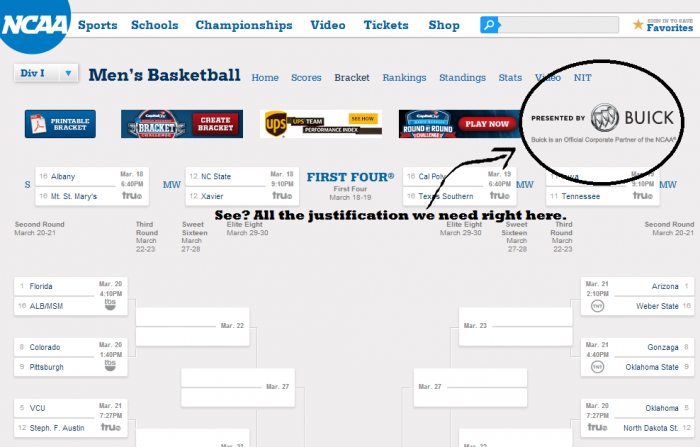Buick Sponsors Official 2014 NCAA Tournament Bracket