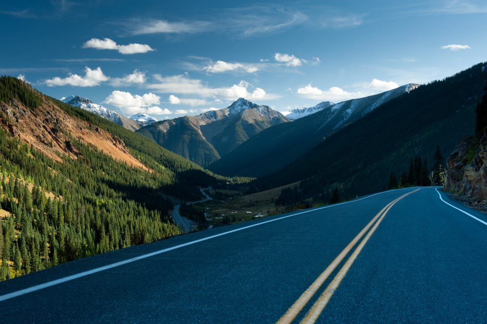 View of San Juan mountains from the Million Dollar Highway in southern Colorado