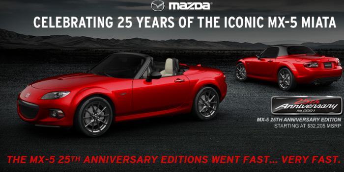  25th Anniversary Edition Miata Sold Out in 10 Minutes