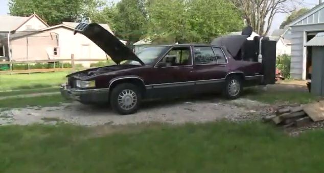 wood-powered Cadillac