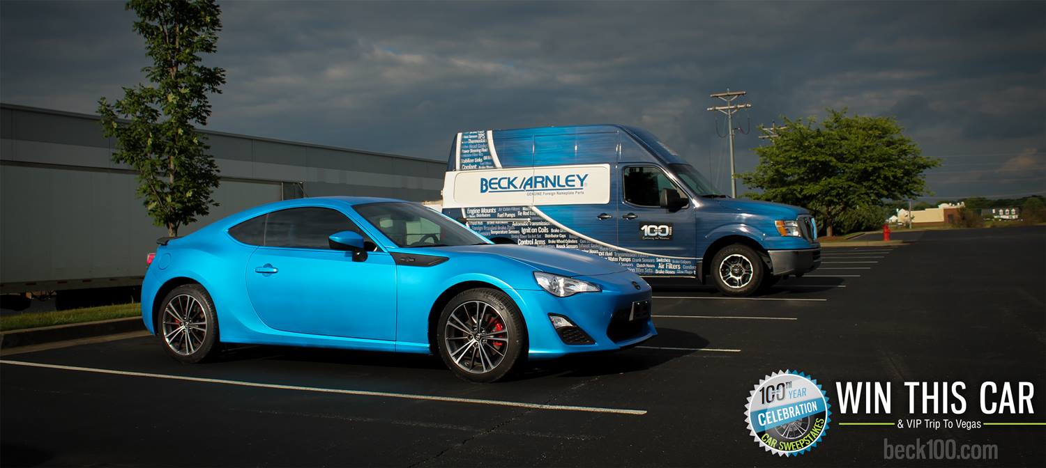 Win a one-of-a-kind 2014 Scion FR-S, dubbed The Blue Beauty, in the Beck/Arnley 100th Year Celebration Car Sweepstakes