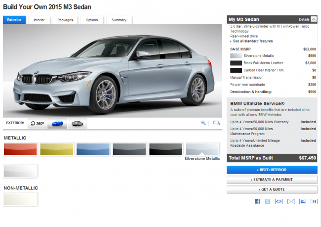 2015 BMW M3 Configurator 