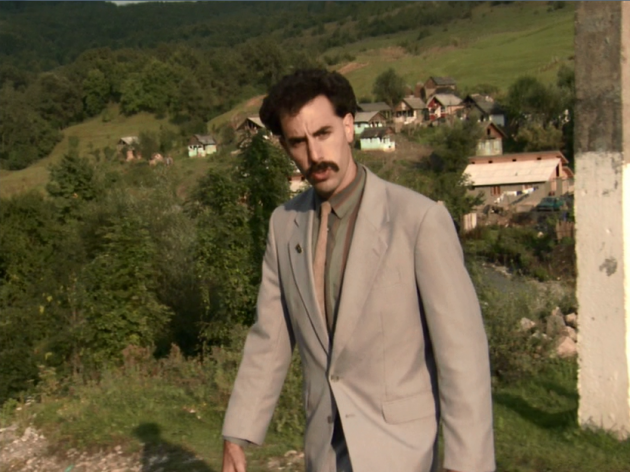 Borat in his home village n Kazakhstan (actually filmed in Romania)