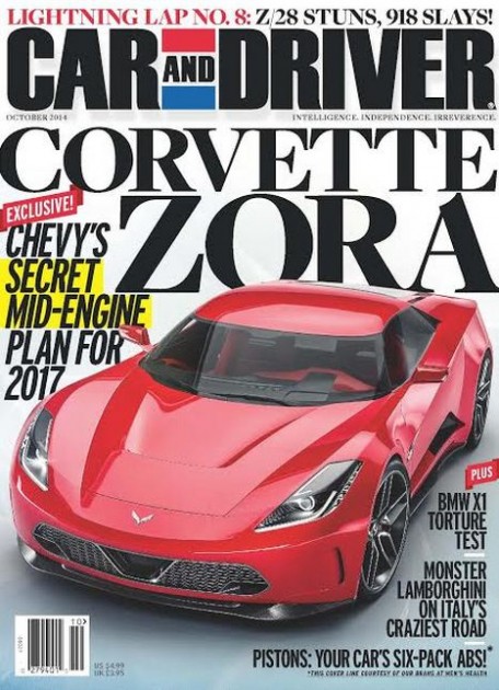 The October issue of Car and Driver highlights Chevy's upcoming mid-engined Corvette Zora ZR1.