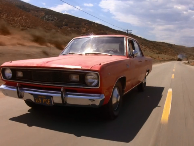 A 1970 Plymouth Valiant sedan, one of three different Valiants used during production