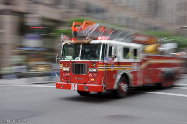 Firetruck racing down the street