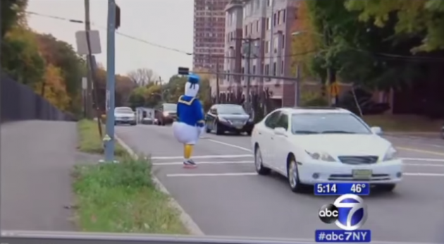 Cop dressed as Donald Duck