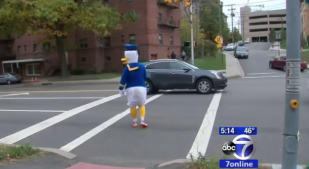 Cop dressed as Donald Duck