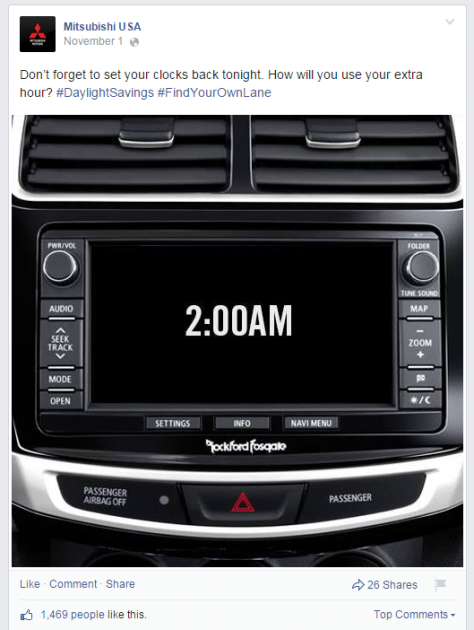 Mitsubishi Facebook page has 2 million likes