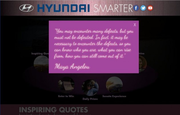 Hyundai Smarter Wesbite screenshot 1 Maya Angelou