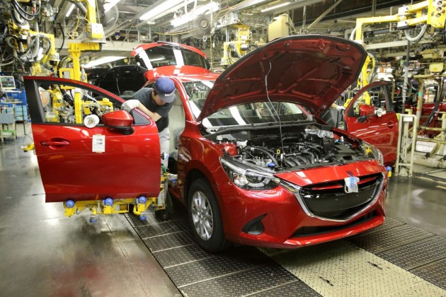 Mazda2 Thailand's First Diesel Car Red good design award exterior being built car manufacture