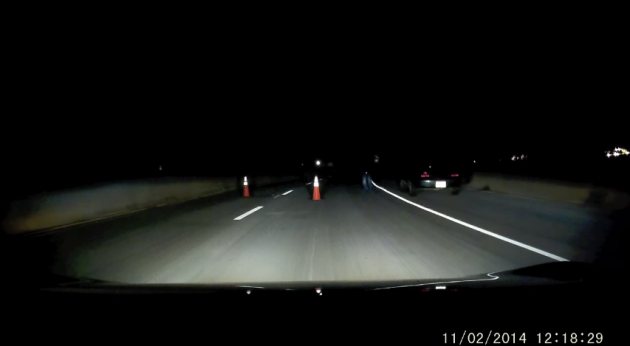 Fake roadblock dashcam video