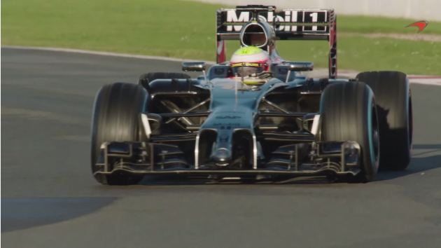 The new MP4-29H/1X1 hitting the track at Silverstone Circuit, as seen in the "A New Era" video released by McLaren