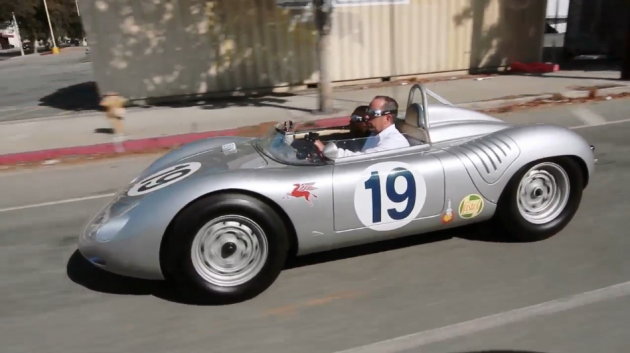 Jerry Seinfeld and Kevin Hart driving around in a classic Porsche 718