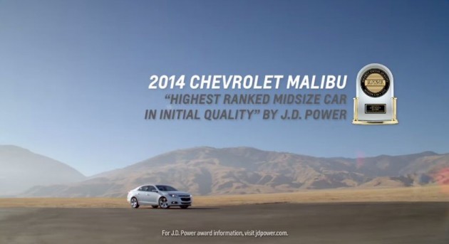 The Initial Quality designation is among the several 2014 Chevy Malibu awards given out this year
