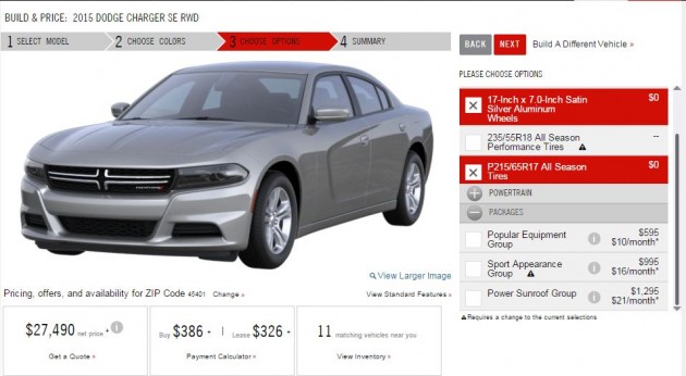 2015 Dodge Charger configurator