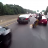 Carless Motorcyclist Crashes While Lane Splitting Video