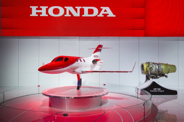 Scale model of the HondaJet at the 2015 North American International Auto Show in Detroit