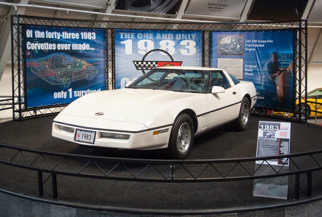 The one and only 1983 Corvette in its new display at the National Corvette Museum