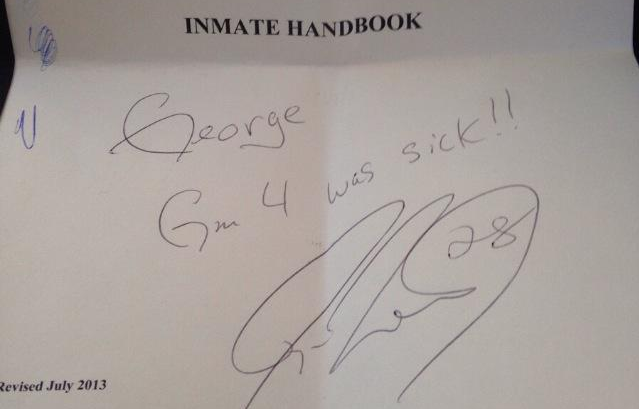 Jayson Werth autographed inmate handbook