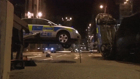 Fast and Furious 7 flipping cars in action scene