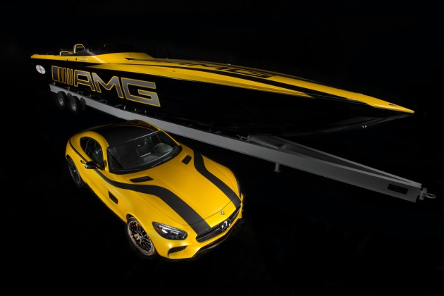 The 2016 Mercedes-AMG GT S and the Cigarette Racing 50 Marauder GT S Concept