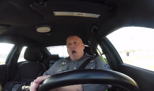 The so-called "Shake it Off Cop" indulges in the hit single by Taylor Swift