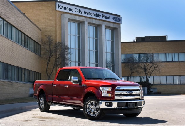 A brand-new 2015 F-150 outside of Kansas City Assembly Plant